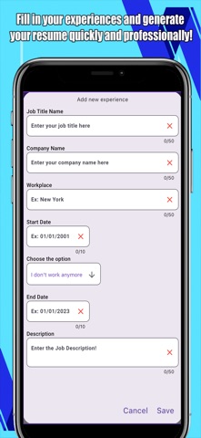 My Easy Resume PDF iPhone screenshot