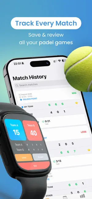 Padel Score: Match & Stats iPhone screenshot 1