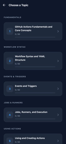 GitHub Actions Exam Prep Screenshot 2 of 5