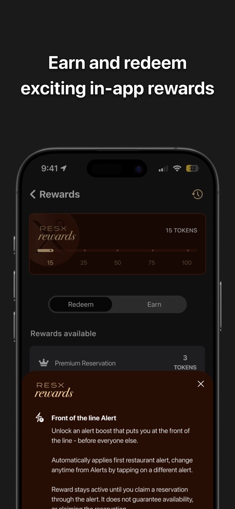 ResX - Unlock premium experiences and exclusive perks by earning ResX tokens and redeeming them for features like Front of the line Alerts.