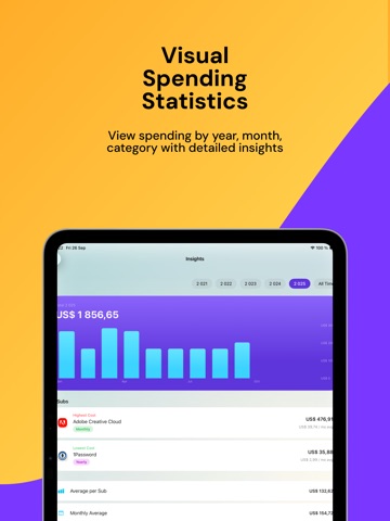 Subscription Tracker - Submind iPad screenshot