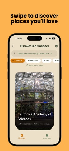 Discover: Swipe. Save. Go. Screenshot 1 of 5