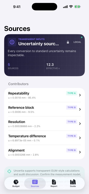 Uncertia: Measurement Budget screenshot 3