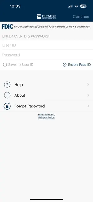 FineMark Personal Mobile App screenshot 1