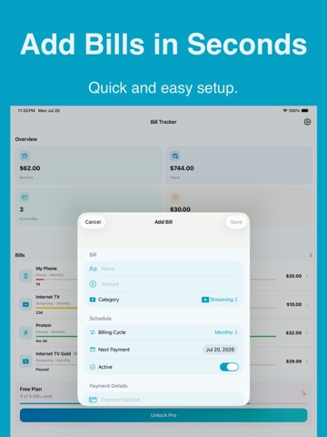 Bill Tracker: Subscription iPad screenshot