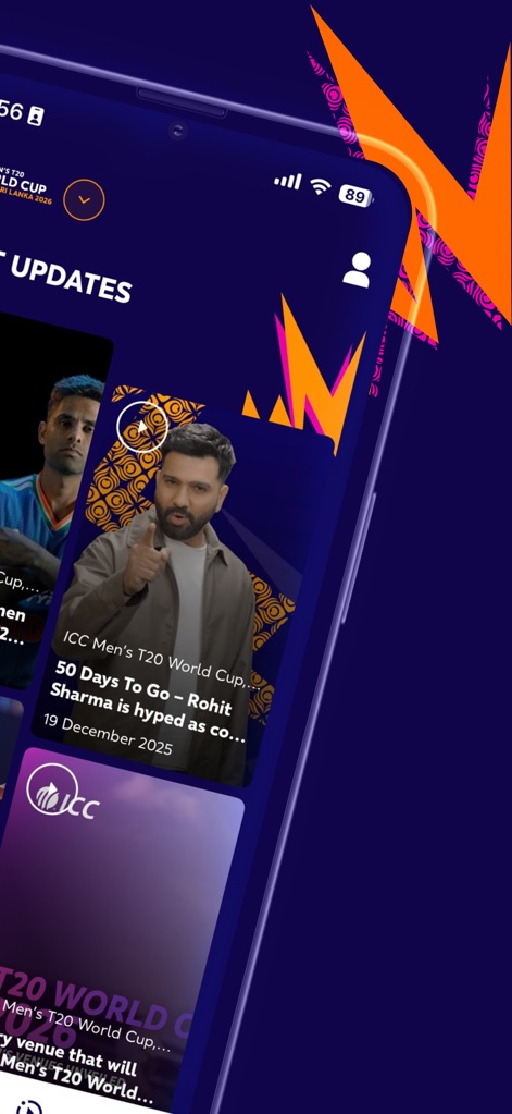 ICC Official - Dive into the app's extensive video collection, featuring exclusive interviews like the one with Rohit Sharma, and other thrilling ICC event highlights.