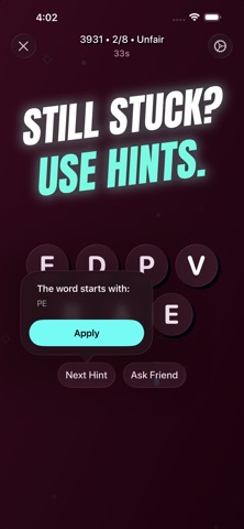 Unscramble! find word anagrams iPhone screenshot