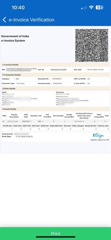 NIC e-Invoice Verification screenshot