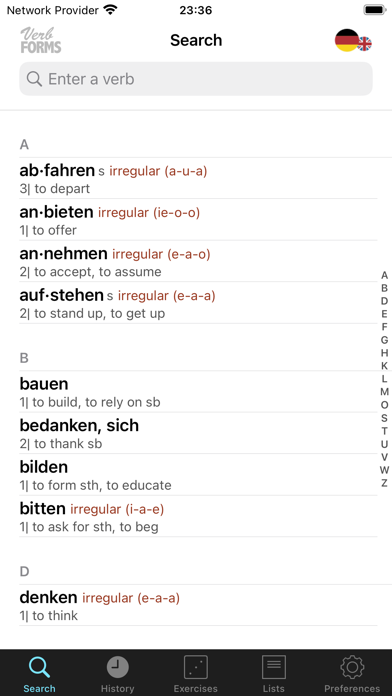 German Verbs & Conjugation Screenshot