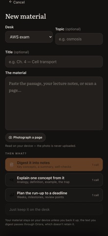 Oriora Study iPhone screenshot