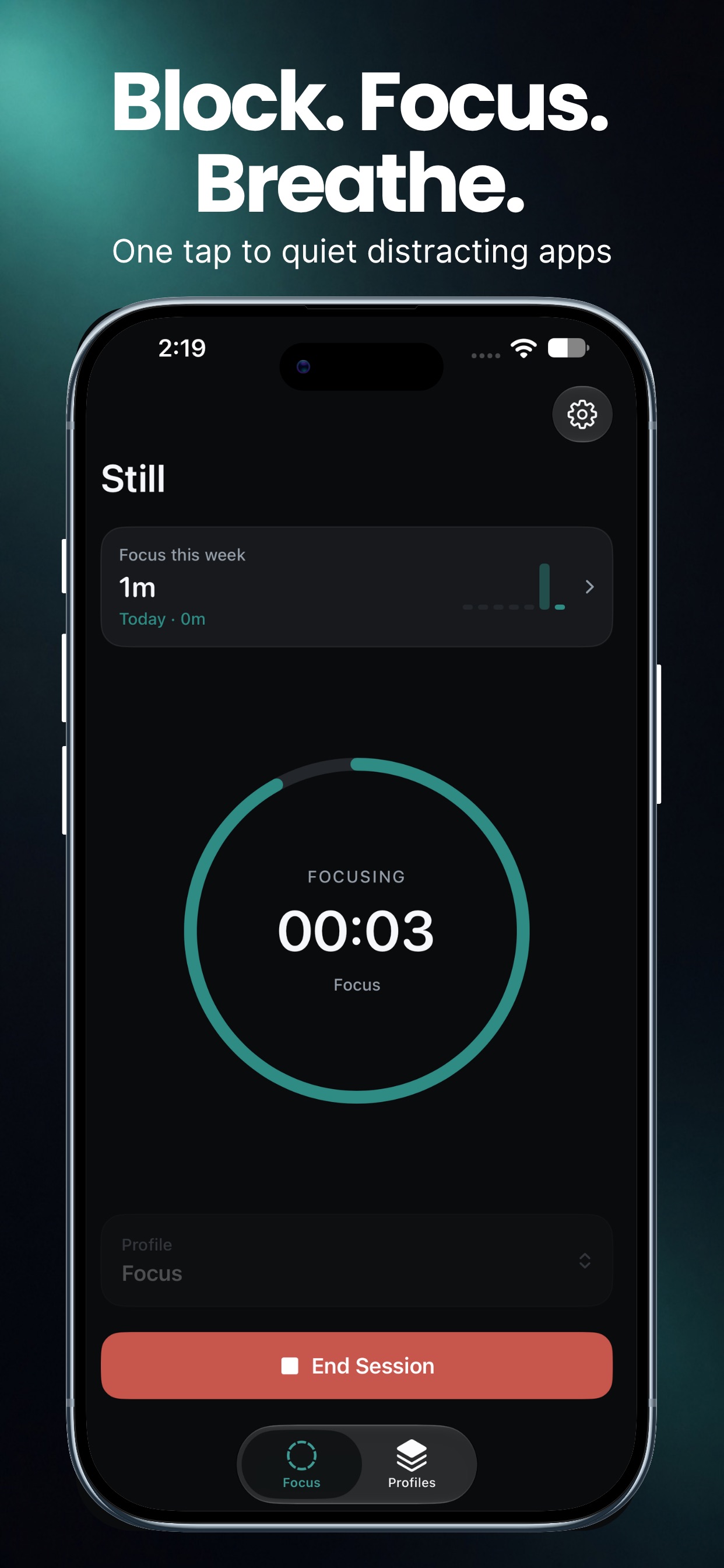 Screenshot 1 of Still - Block Apps & Focus