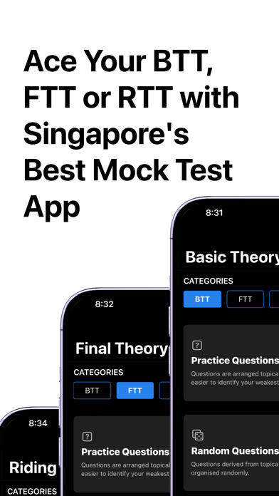 BTT, FTT, RTT - Theory Test SG Screenshot