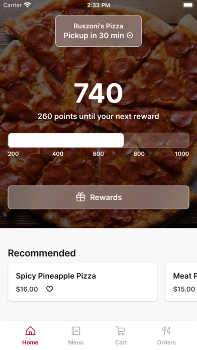 Ruszoni's Pizza iPhone screenshot 1 - Food & Drink app