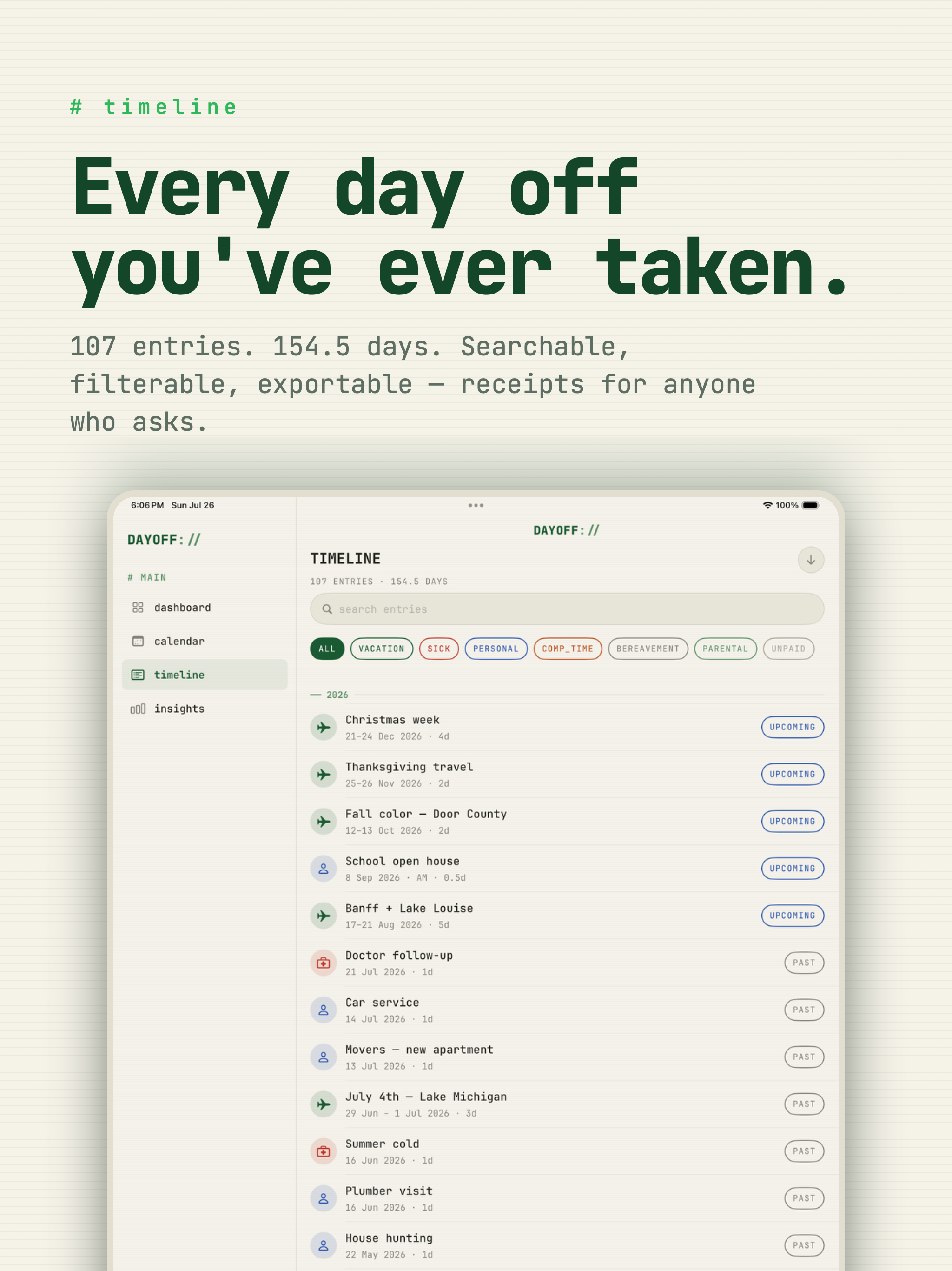 PTO Vacation Tracker : DAYOFF screenshot 14