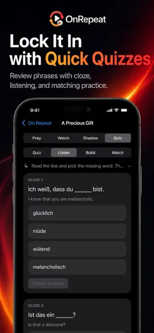 OnRepeat: Watch & Speak German screenshot 4