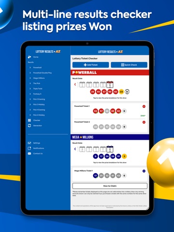 Arizona Lottery Numbers iPad screenshot