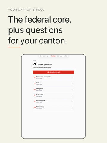 Einbürgerungstest Schweiz 2026 iPad screenshot