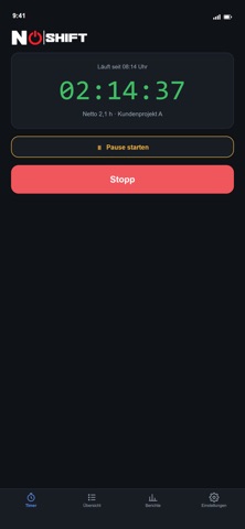 NoShift - Zeiterfassung — Screenshot 1
