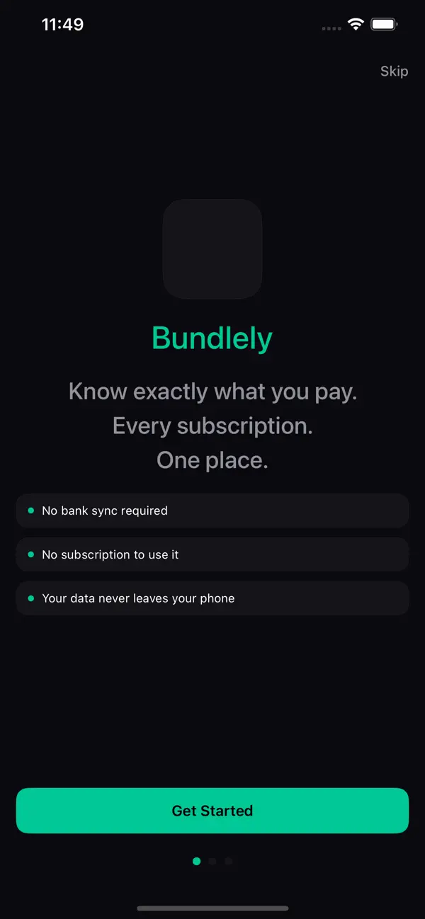Screenshot #1 pour Bundlely -Subscription Tracker
