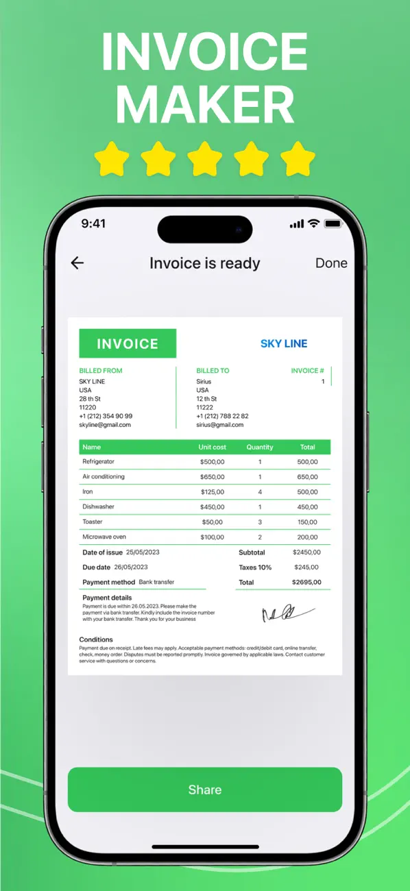 Screenshot #1 pour Invoice Maker Simple Generator