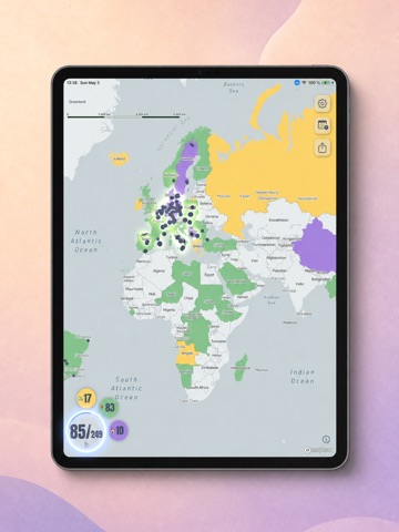 World Map: Visited Countries iPad screenshot