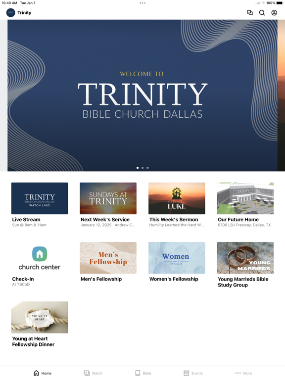 Trinity Bible Church of Dallas iPad screenshot 1 - Education app