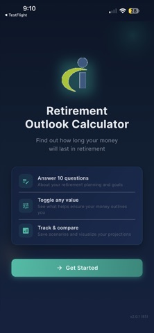 Retirement Outlook Calculator app screenshot