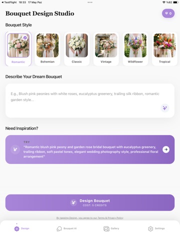 AI Wedding Bouquet Style Maker iPad screenshot