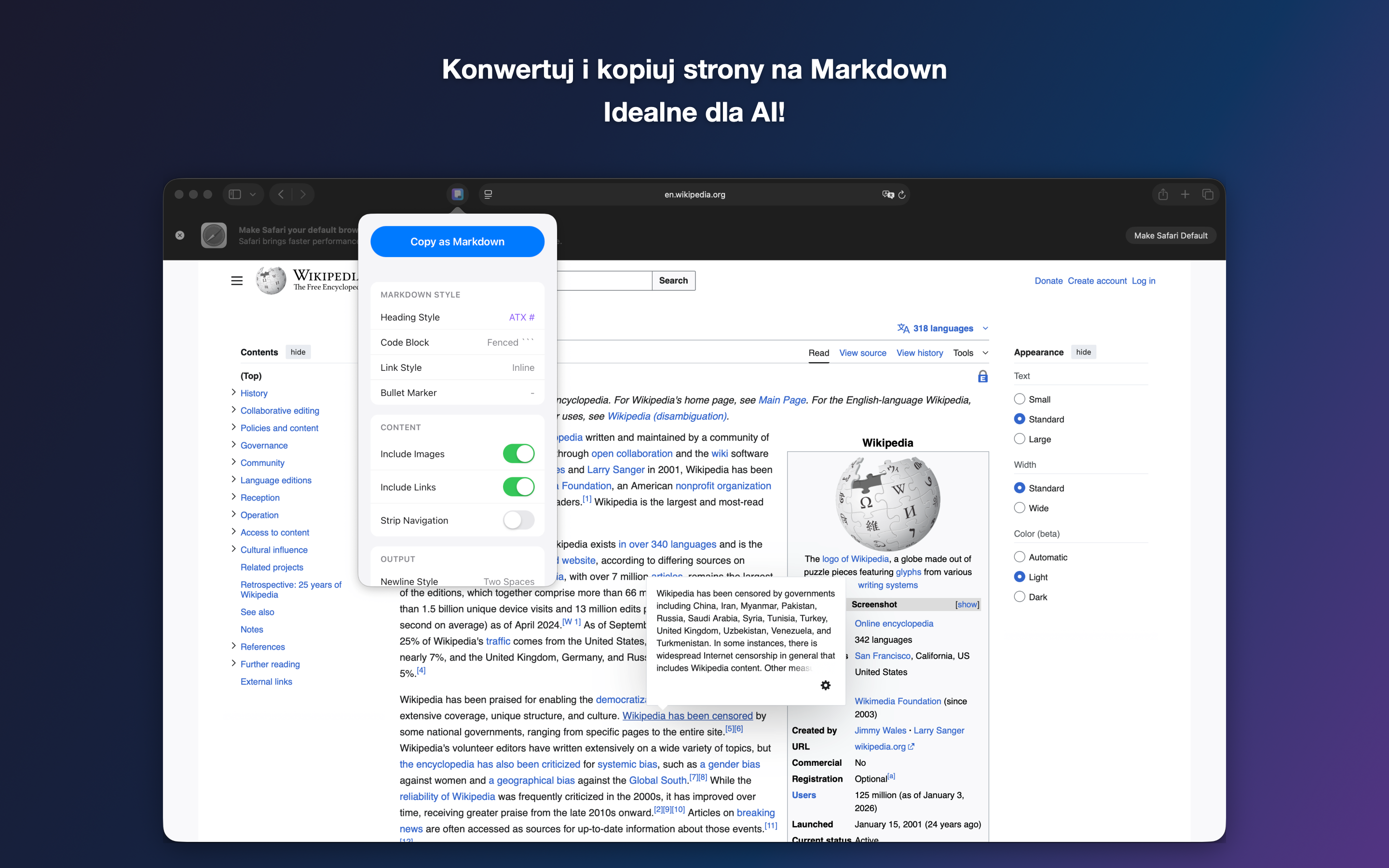 MDC - Markdown Copier macOS screenshot 1 showing app interface