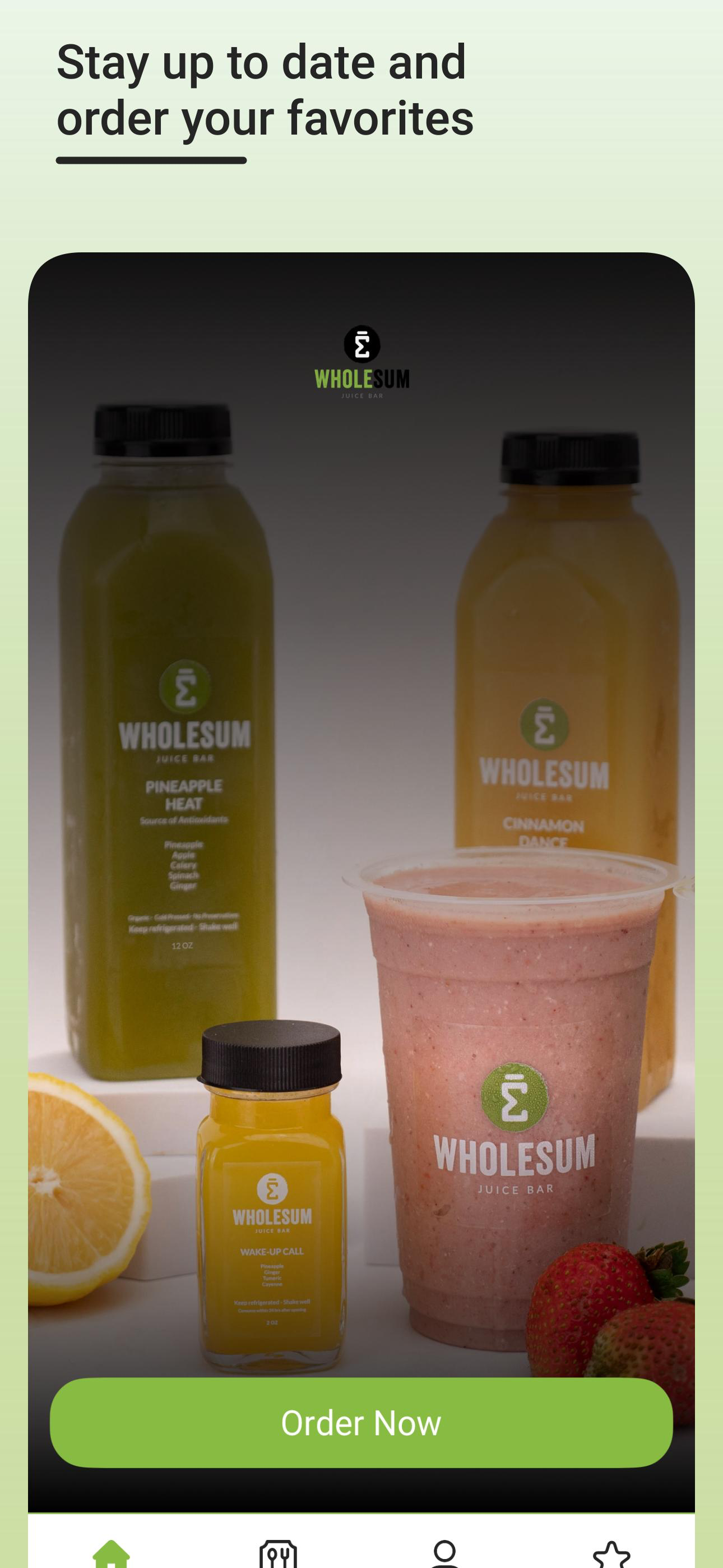 Wholesum Juice Bar App