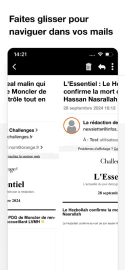 Capture d'écran de Mail Orange - Messagerie Email sur iPhone 5