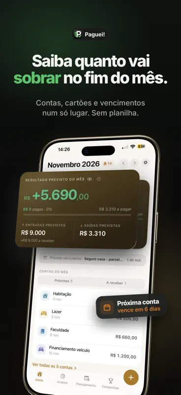 Controle de Gastos: Paguei! screenshot 1 of 6