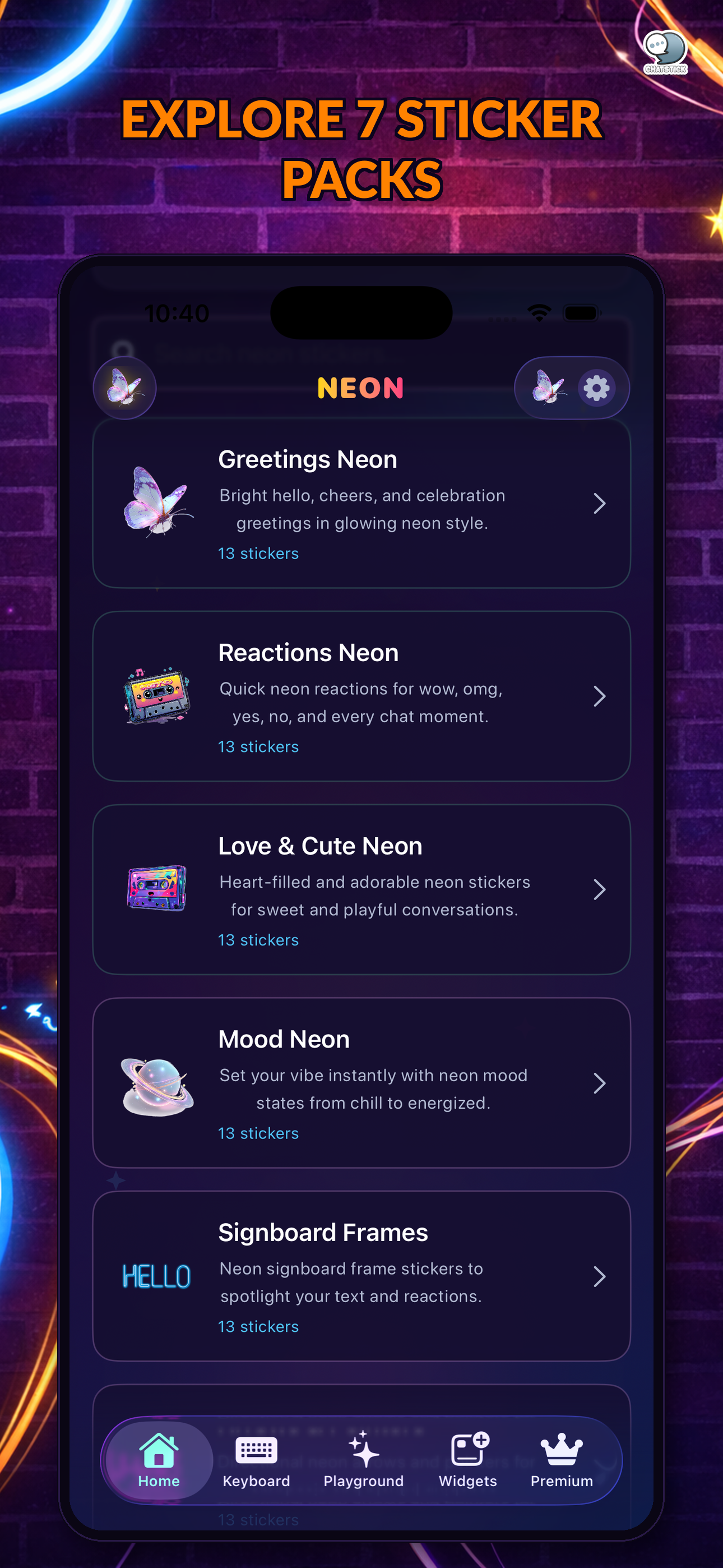 Neon Emoji Stickers Keyboard screenshot 3