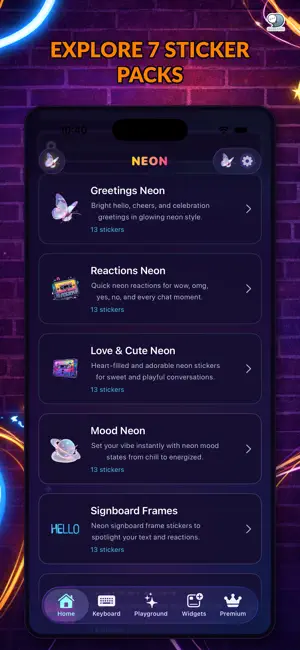 Neon Emoji Stickers Keyboard screenshot 3