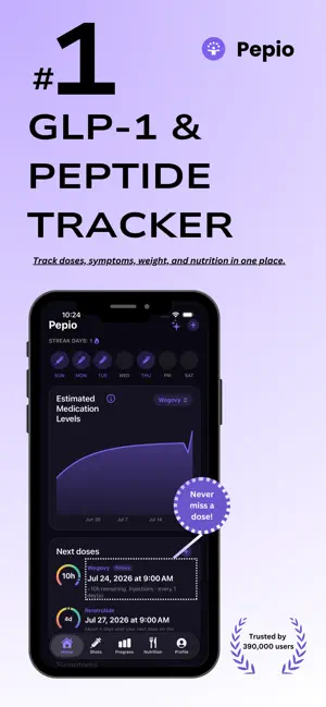 Pepio: Peptide GLP-1 Tracker screenshot 1