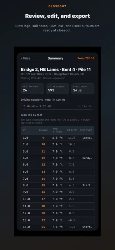 Pile Driving Log screenshot 3 of 7