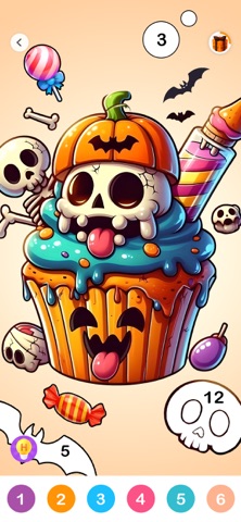 Halloween Color by Number Game iPhone screenshot