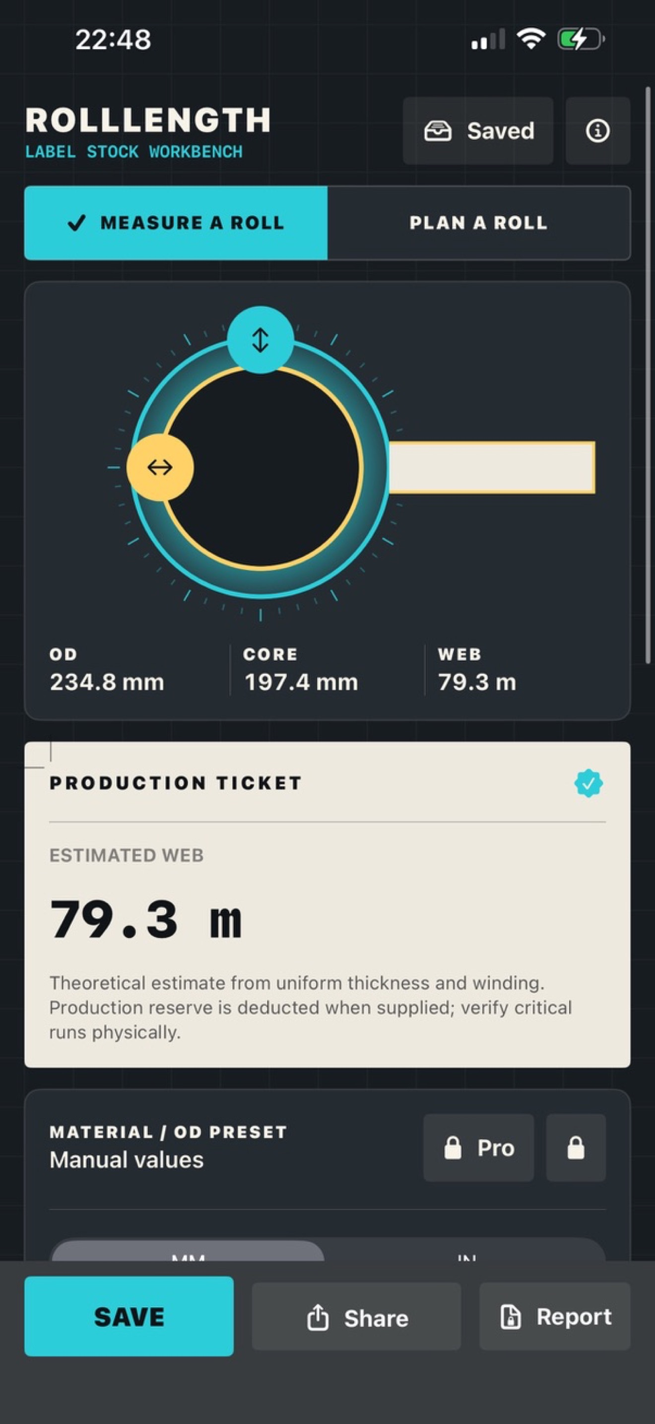 RollLength: Label Roll Calc screenshot 2
