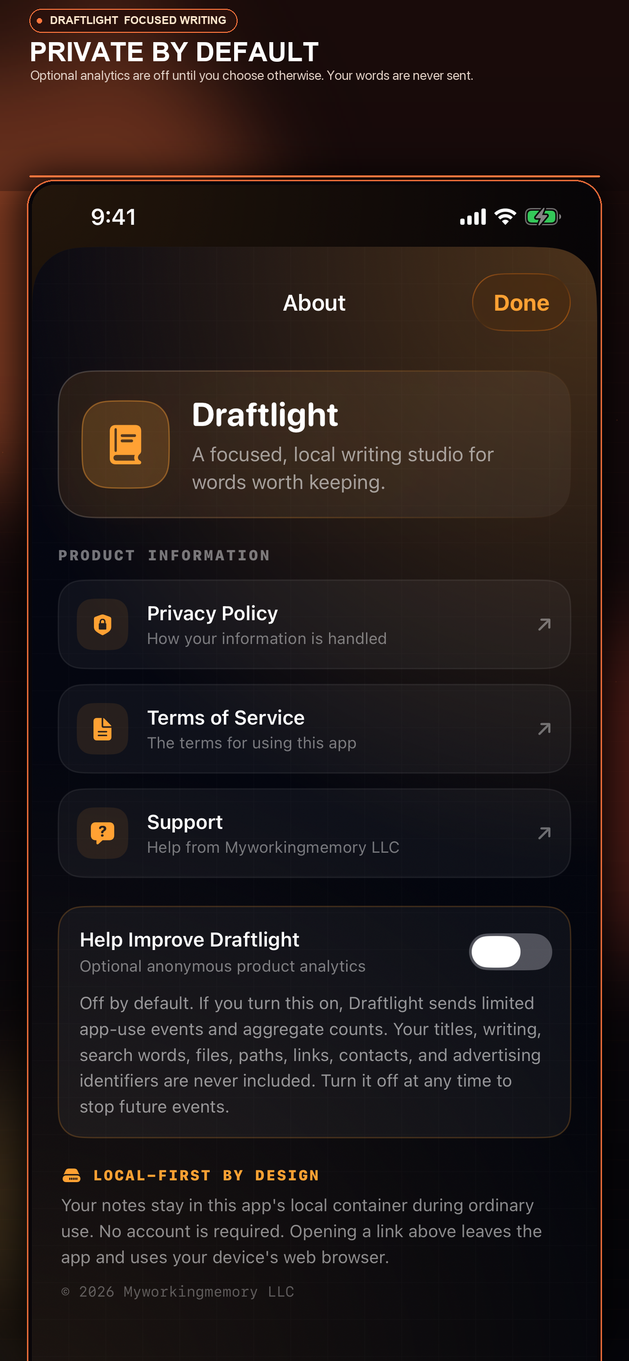 Draft Light: Focused Writing screenshot 3