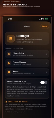 Draft Light: Focused Writing Screenshot 3 of 10