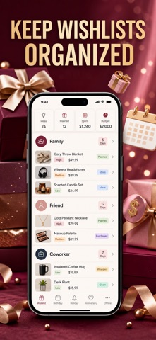 Gift Tracker: Ideas Budget iPhone screenshot