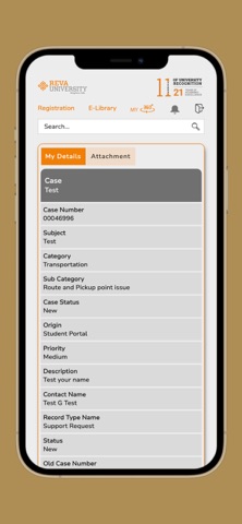 REVA UNIVERSITY STUDENT PORTAL screenshot