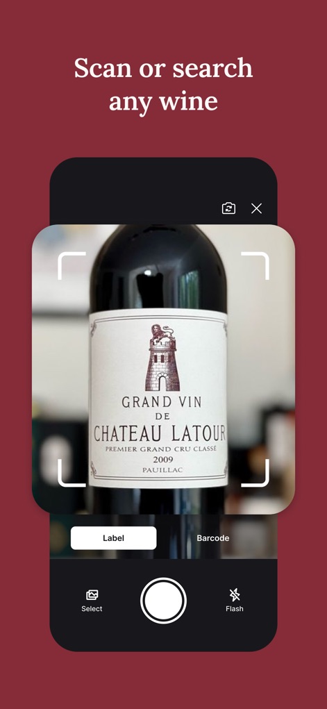 CellarTracker: #1 Wine Tracker - Les utilisateurs peuvent identifier rapidement n'importe quel vin grâce à la fonction de "scan d'étiquette" ou de "code-barres", simplifiant ainsi l'ajout de nouvelles bouteilles à leur inventaire.