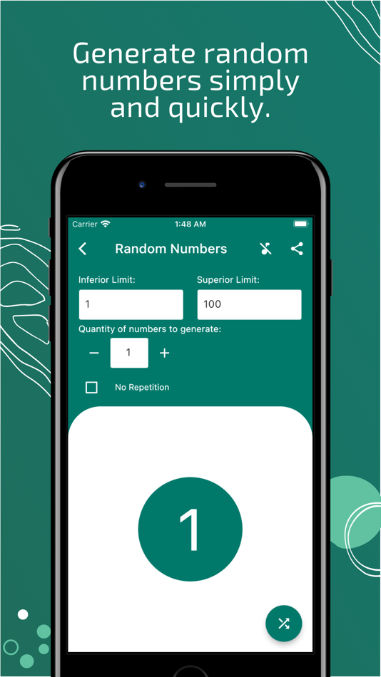 #2. Easy Random Numbers and Names (iOS) بواسطة: Wiliam Goncalves Pinto