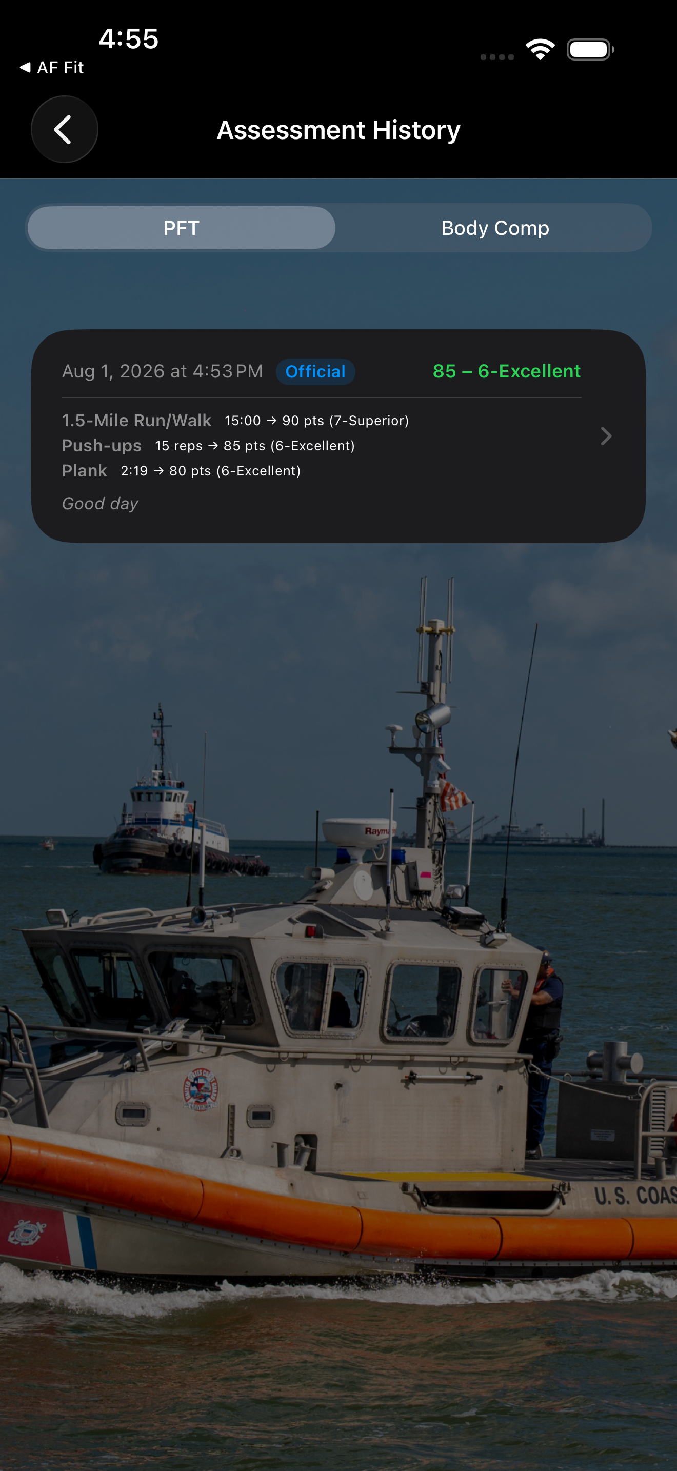 Coast Guard Fitness Calculator screenshot 10