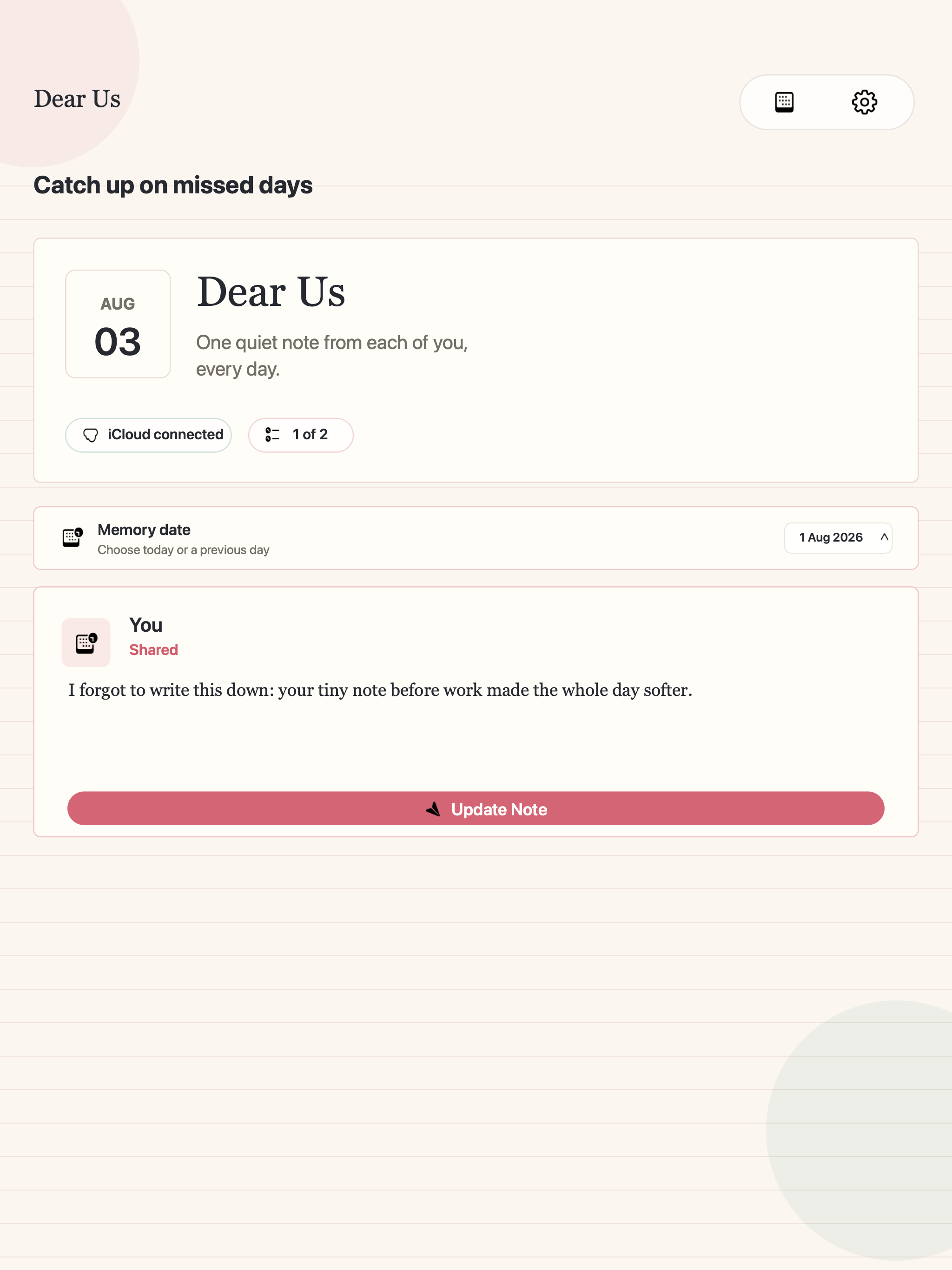 Dear Us daily journal screenshot 16