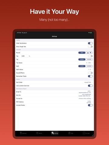 BigTipper™ iPad screenshot