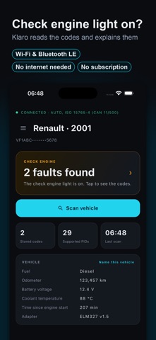 Klaro: OBD2 Car Scanner iPhone screenshot