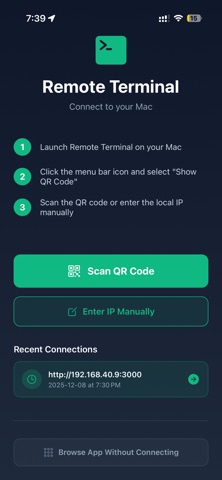 Remote Terminal Companion app screenshot
