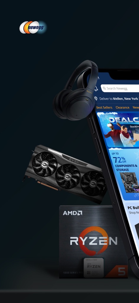 Newegg - Tech Shopping Online - 이 앱은 다양한 기술 제품을 제공하며, 주요 구성 요소와 흥미로운 할인을 앱 초기 화면에서 바로 확인할 수 있습니다.